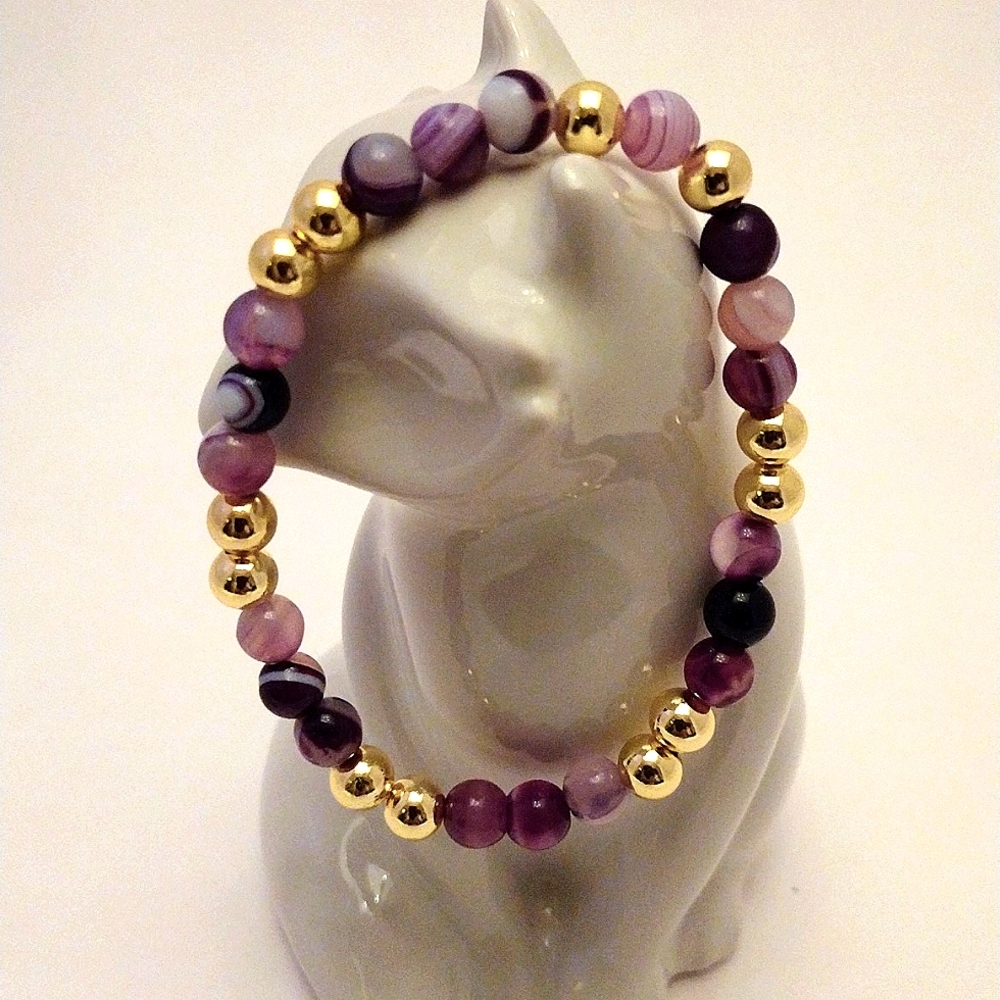 Holistic Bracelet Purple Lace Agate 6.5"